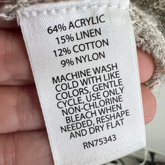 Cynthia Rowley Linen Cardigan Sweater Duster Open Knit Taupe Womens Medium NWOT - Picture 7 of 7